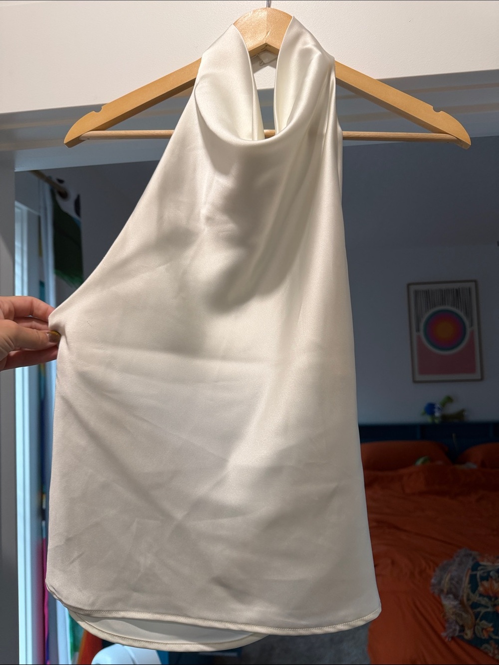 Zara Ivory Satin Cowl Neck Chemise